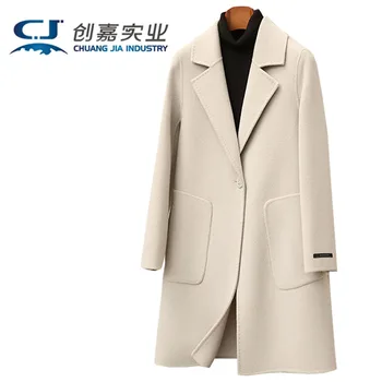 Fengbaoyu/ Есенно-зимно дамско от 100% двустранно кашемировое палто с яка на една пуговице, вълнена бежевое елегантна лесно луксозно модно палто