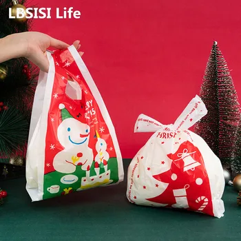LBSISI Life 100шт Коледни Пластмасови Опаковки За шоколадови Бонбони, Бисквити, Нуга, Опаковъчен Пакет, Коледна Коледна Парти, Детски Подарък, Снежен човек Навидад