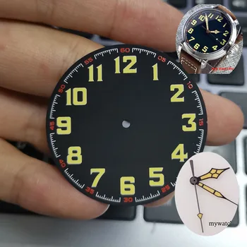 Tandorio Арабски цифри 40,4 мм Циферблат на часовника, за NH35A NH36 ETA2824 PT5000 46,5 мм Реколта Дайверские часовници резервни Части за часа Pilot