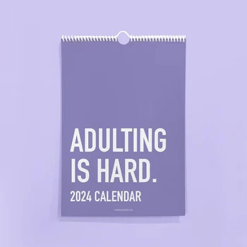 Да израснеш трудно Календар на 2024 година 12-месечен Вдъхновяващи Стенен календар с дневна с мрежа Бележник, Листающий Месечен стенен календар