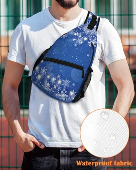 Коледни сини отличителни чанти във формата на снежинки за жени, мъже, водоустойчива чанта през рамо, спортна чанта през рамо за пътуване на открито