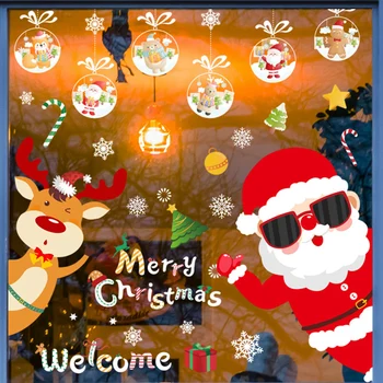 Коледни стикери за прозорците Забавни Коледни декорации за дома Коледни Стикери за стени, Стикери за стените на детската стая Коледни Етикети