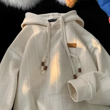Корейската однотонная hoody с качулка, Мъжки есента на Свободна hoody с качулка 2023, Модни Маркови блузи Harajuku, Мъжки пуловери