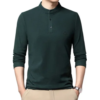 Мъжки ежедневни риза с копчета на шията с писмото принтом и плюшени долната риза за ежедневни потници.
