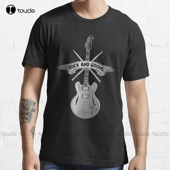 Рок и Грол, страхотна тибията и китара, и оригинален дизайн! Тениска На поръчка Тениска на поръчка Aldult Teen Unisex Fashion Смешни Xs-5Xl