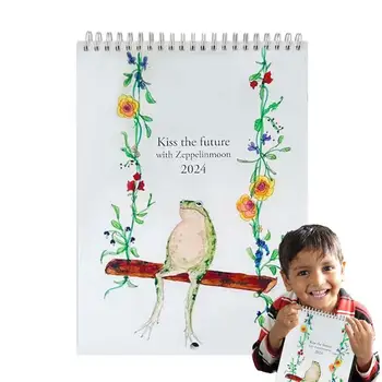 Стенен календар в 2024 година, Настолен Календар, Cartoony дизайн, Календар, в които корици за стенен плот, хол, кабинет, спалня